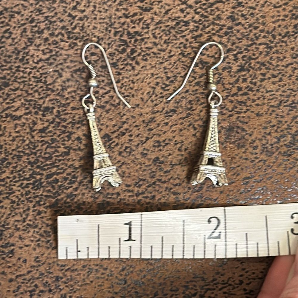 EIFFEL TOWER EARRINGS DANGLE COLUMN PIERCED UNIQUE WORLD FRENCH TRAVELER MINI - Picture 5 of 9